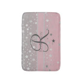 Tapis De Bain Monogramme Nom rose Grey Argent Stars tendance (Devant (Vertical))