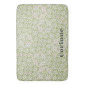 Tapis De Bain Monogramme Nom Sage Green Motif | (devant Vertical)