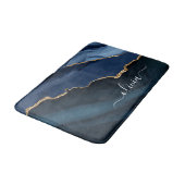 Tapis De Bain Monogramme Or en Géode d'Agate Bleu Marine (Angle)