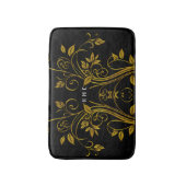 Tapis De Bain Monogramme Or Et Flore Noire (Devant (Vertical))