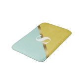 Tapis De Bain Monogramme Or Jaune Bleu Clair (Angle)