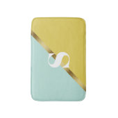 Tapis De Bain Monogramme Or Jaune Bleu Clair (Devant (Vertical))