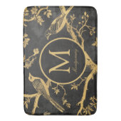 Tapis De Bain Monogramme Or Noir (devant Vertical)