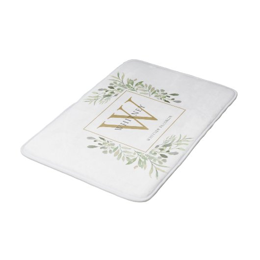Tapis De Bain Monogramme Or Vert (Angle)
