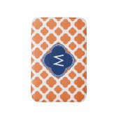 Tapis De Bain Monogramme Orange et Royal Blue Quatrefoil (Devant (Vertical))