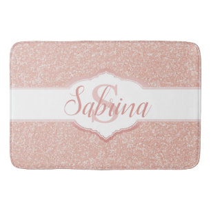 Tapis De Bain Monogramme Parties scintillant rose