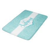 Tapis De Bain Monogramme Parties scintillant turquoise (Angle)