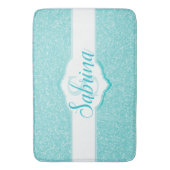 Tapis De Bain Monogramme Parties scintillant turquoise (devant Vertical)