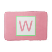Tapis De Bain Monogramme Pastel Rose Vert Menthe (Devant)