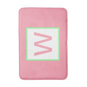 Tapis De Bain Monogramme Pastel Rose Vert Menthe (Devant (Vertical))