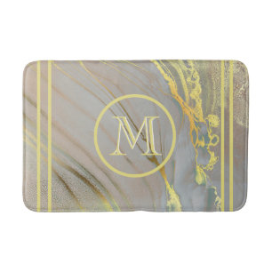 Tapis De Bain Monogramme personnalisé Abstrait or unique