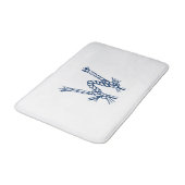 Tapis De Bain Monogramme personnalisé bleu blanc (Angle)