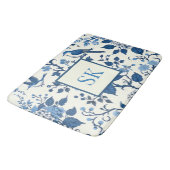 Tapis De Bain Monogramme personnalisé Chinoiserie Chic, Hydrange (Angle)