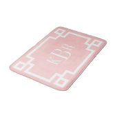 Tapis De Bain Monogramme personnalisé Clé grecque rose et blanch (Angle)