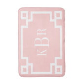 Tapis De Bain Monogramme personnalisé Clé grecque rose et blanch (Devant (Vertical))