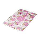 Tapis De Bain Monogramme personnalisé de fraises roses (Angle)
