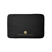 Tapis De Bain Monogramme personnalisé de luxe noir et or (Devant)