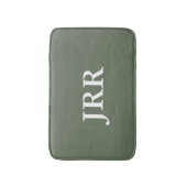 Tapis De Bain Monogramme personnalisé Deep Lichen Green (Devant (Vertical))