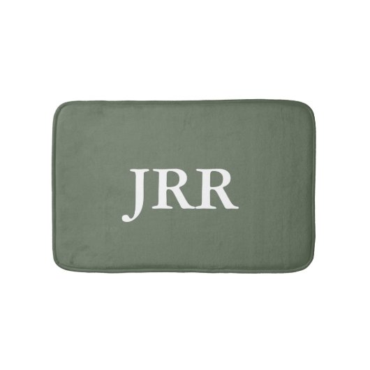 Tapis De Bain Monogramme personnalisé Deep Lichen Green (Devant)