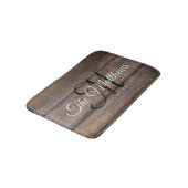 Tapis De Bain Monogramme personnalisé en bois rustique moderne (Angle)