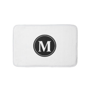 Tapis De Bain Monogramme personnalisé moderne et tendance noir e