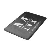 Tapis De Bain Monogramme personnalisé moderne noir et blanc Mat (Angle)
