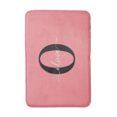 Tapis De Bain Monogramme personnalisé Nom de script noir blanc r (Devant (Vertical))