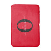 Tapis De Bain Monogramme personnalisé Nom du script Rouge Noir B (Devant (Vertical))