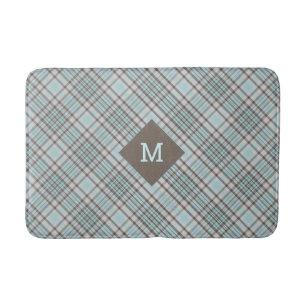 Tapis De Bain Monogramme personnalisé Plaid / Tartan Motif Mat