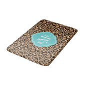 Tapis De Bain Monogramme personnalisé Turquoise et Empreinte de  (Angle)