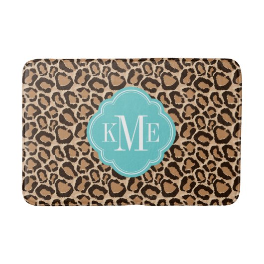 Tapis De Bain Monogramme personnalisé Turquoise et Empreinte de  (Devant)