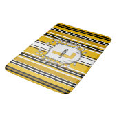 Tapis De Bain Monogramme Personnalisé Yellow Black Strips (Angle)