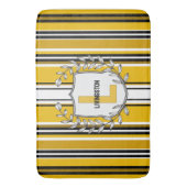 Tapis De Bain Monogramme Personnalisé Yellow Black Strips (devant Vertical)