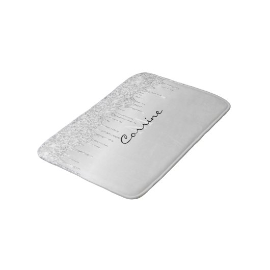 Tapis De Bain Monogramme Platine métallique Parties scintillant  (Angle)