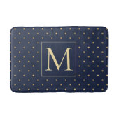 Tapis De Bain Monogramme Pois bleu or de la marine (Devant)