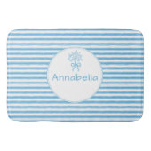 Tapis De Bain Monogramme Préppy à rayures bleues et blanches Cap (Devant)