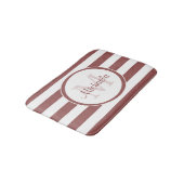 Tapis De Bain Monogramme preppy et grandes rayures Brown Rosy (Angle)