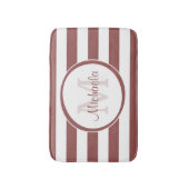 Tapis De Bain Monogramme preppy et grandes rayures Brown Rosy (Devant (Vertical))