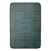 Tapis De Bain Monogramme préppy vert et bleu plaid (devant Vertical)