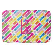 Tapis De Bain Monogramme Rainbow Diagonal Lines Motif Pop Art (Devant)