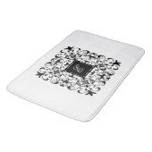Tapis De Bain Monogramme romantique noir et blanc (Angle)