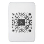 Tapis De Bain Monogramme romantique noir et blanc (devant Vertical)