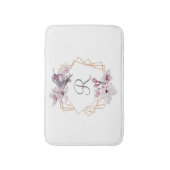 Tapis De Bain Monogramme rose blanc Magnolias Bird Gold Frame (Devant (Vertical))