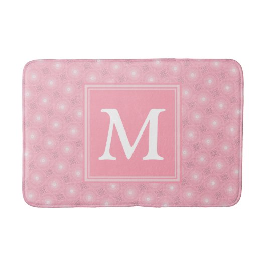 Tapis De Bain Monogramme rose cercles motif (Devant)