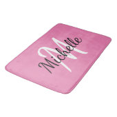 Tapis De Bain Monogramme rose féminin moderne simple Initiale + (Angle)