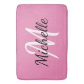 Tapis De Bain Monogramme rose féminin moderne simple Initiale + (devant Vertical)