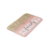 Tapis De Bain Monogramme rose Fille Chic Gold Confetti (Angle)