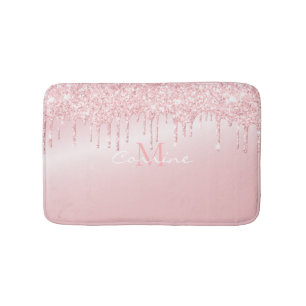 Tapis De Bain Monogramme Rose métallique Quartz Parties scintil
