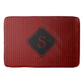 Tapis De Bain Monogramme rouge et noir de fines bandes verticale (Devant)