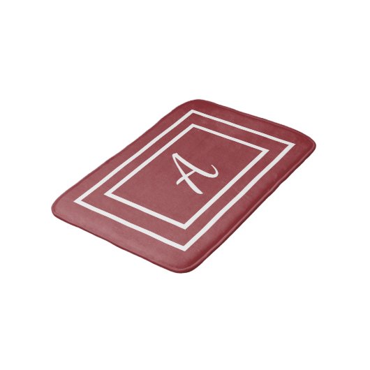 Tapis De Bain Monogramme rouge fille moderne initial (Angle)